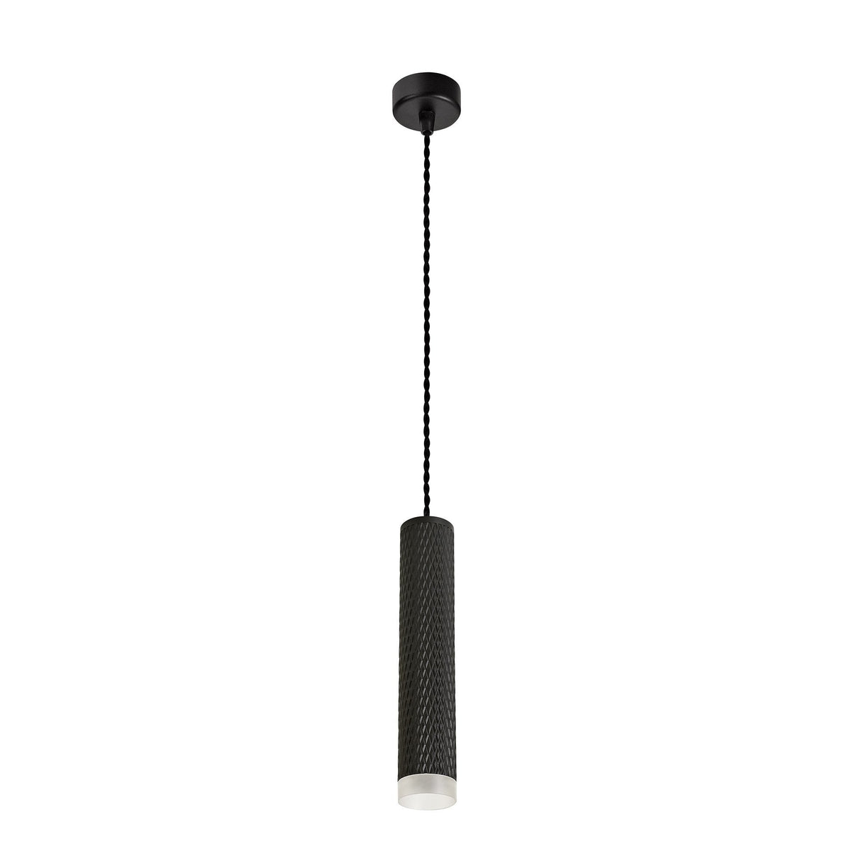 Contemporary Sand Black Pendant Light with Acrylic Accents, GU10 Spotlight