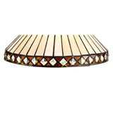 Elegant Tiffany-Style Pendant with Amber and Cream Glass Shade, 30cm Diameter