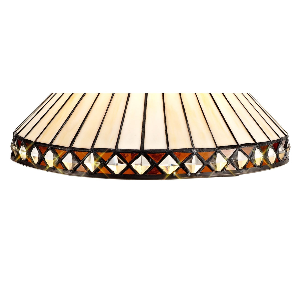 Elegant Amber & Cream Tiffany-Style 2-Light Ceiling Fixture with Antique Brass Finish