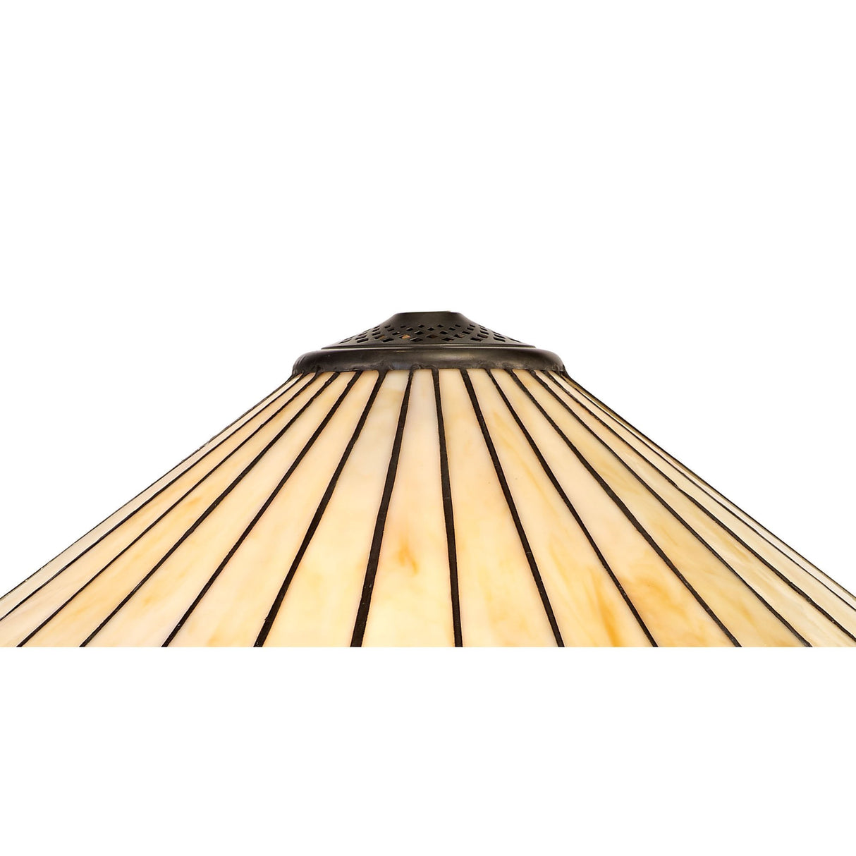 Vintage Amber & Cream Octagonal Tiffany Floor Lamp with Aged Brass Finish