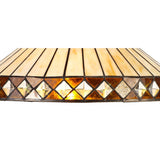 Vintage Amber & Cream Octagonal Tiffany Floor Lamp with Aged Brass Finish