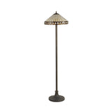Elegant Stepped Floor Lamp with Tiffany Shade and Antique Brass Finish