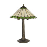 Elegant Tiffany-Style Dual-Light Table Lamp with Antique Brass Finish and Crystal Accents
