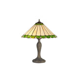 Art Deco Dual Light Table Lamp with Tiffany Glass and Antique Brass Finish
