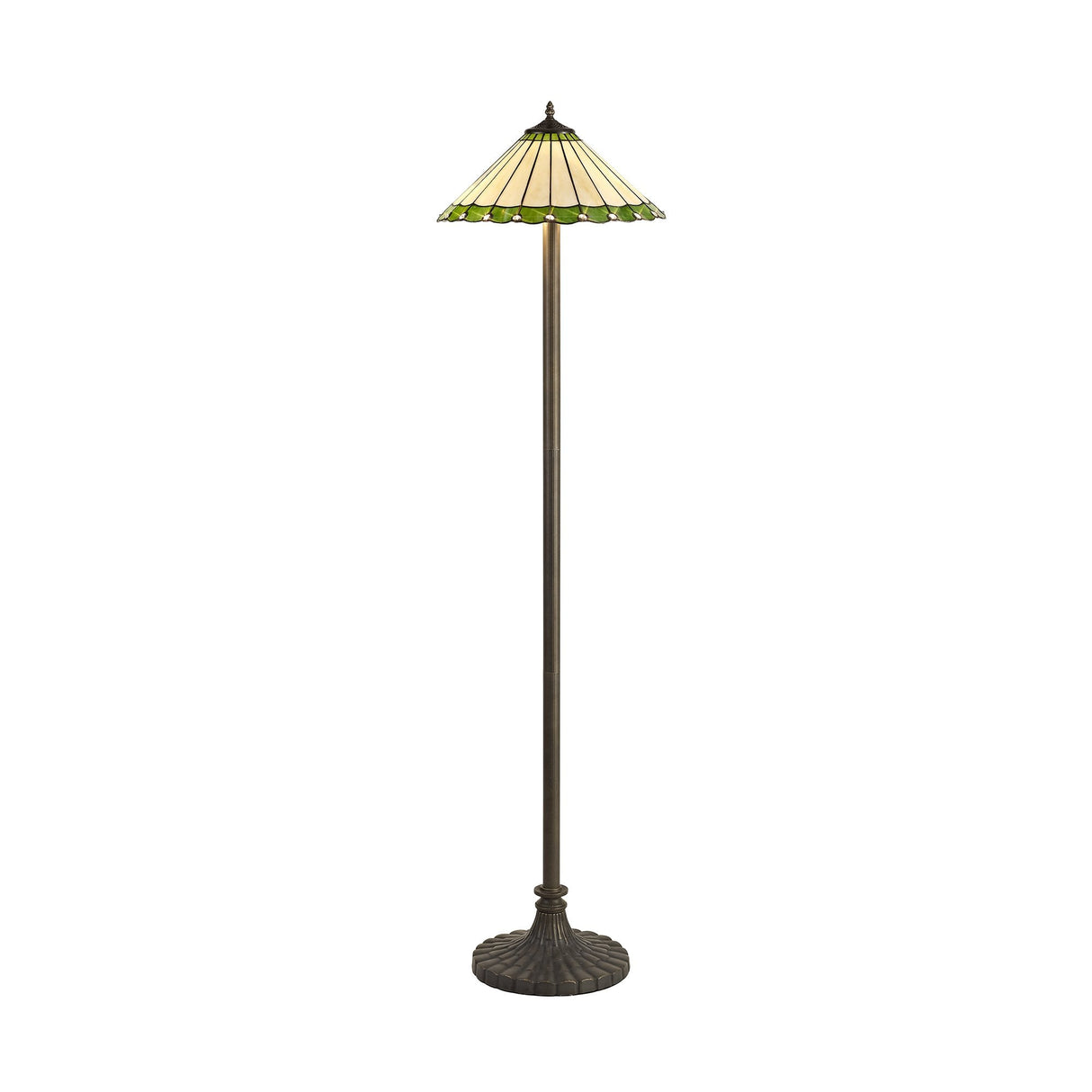 Elegant Tiffany Style Floor Lamp with Dual Lights and Aged Brass Finish