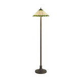 Elegant Tiffany Style Floor Lamp with Dual Lights and Aged Brass Finish