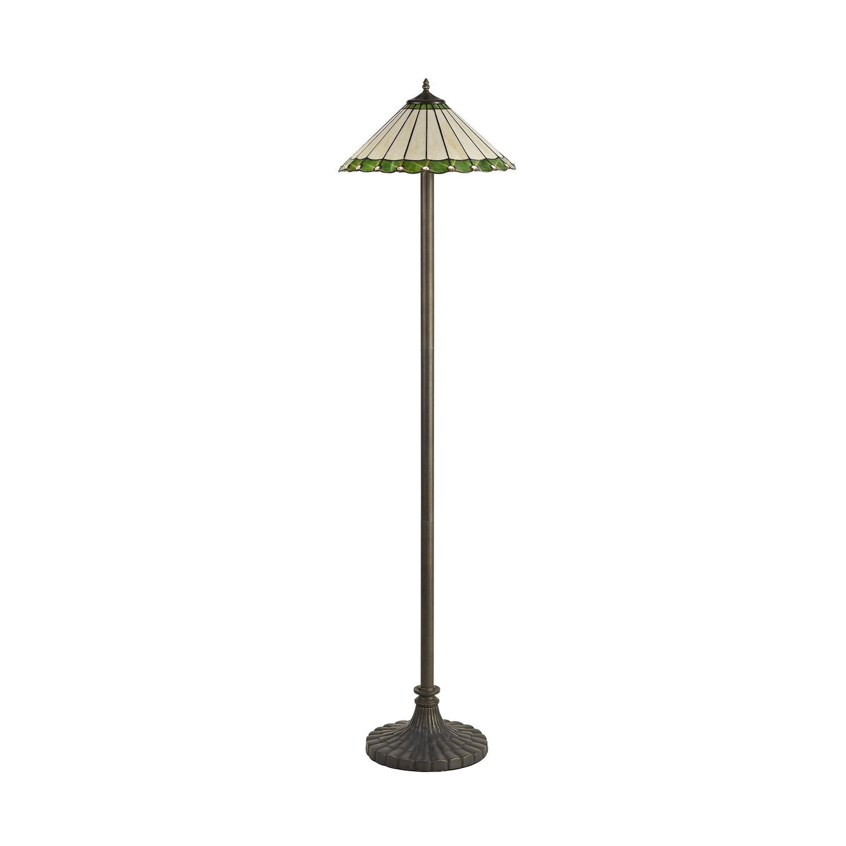 Elegant Tiffany Style Floor Lamp with Dual Lights and Aged Brass Finish
