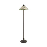 Elegant Tiffany Style Floor Lamp with Dual Lights and Aged Brass Finish
