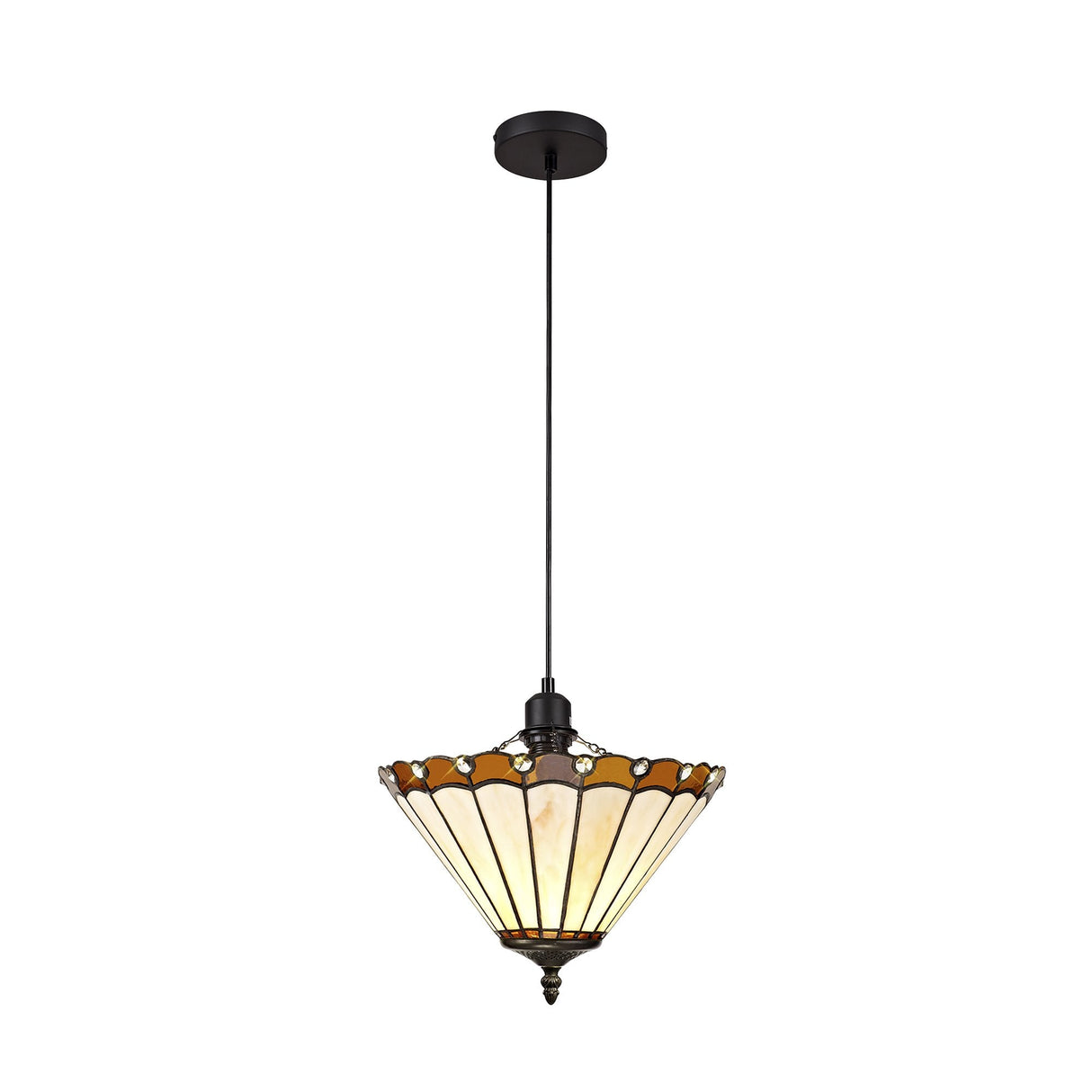 Timeless Tiffany Pendant Light with Amber & Cream Glass Shade
