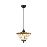 Timeless Tiffany Pendant Light with Amber & Cream Glass Shade