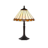 Octagonal Tiffany Table Lamp with Antique Brass and Crystal Accents