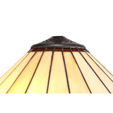 Elegant Octagonal Tiffany Floor Lamp with Amber and Cream Shade in Antique Brass Finish