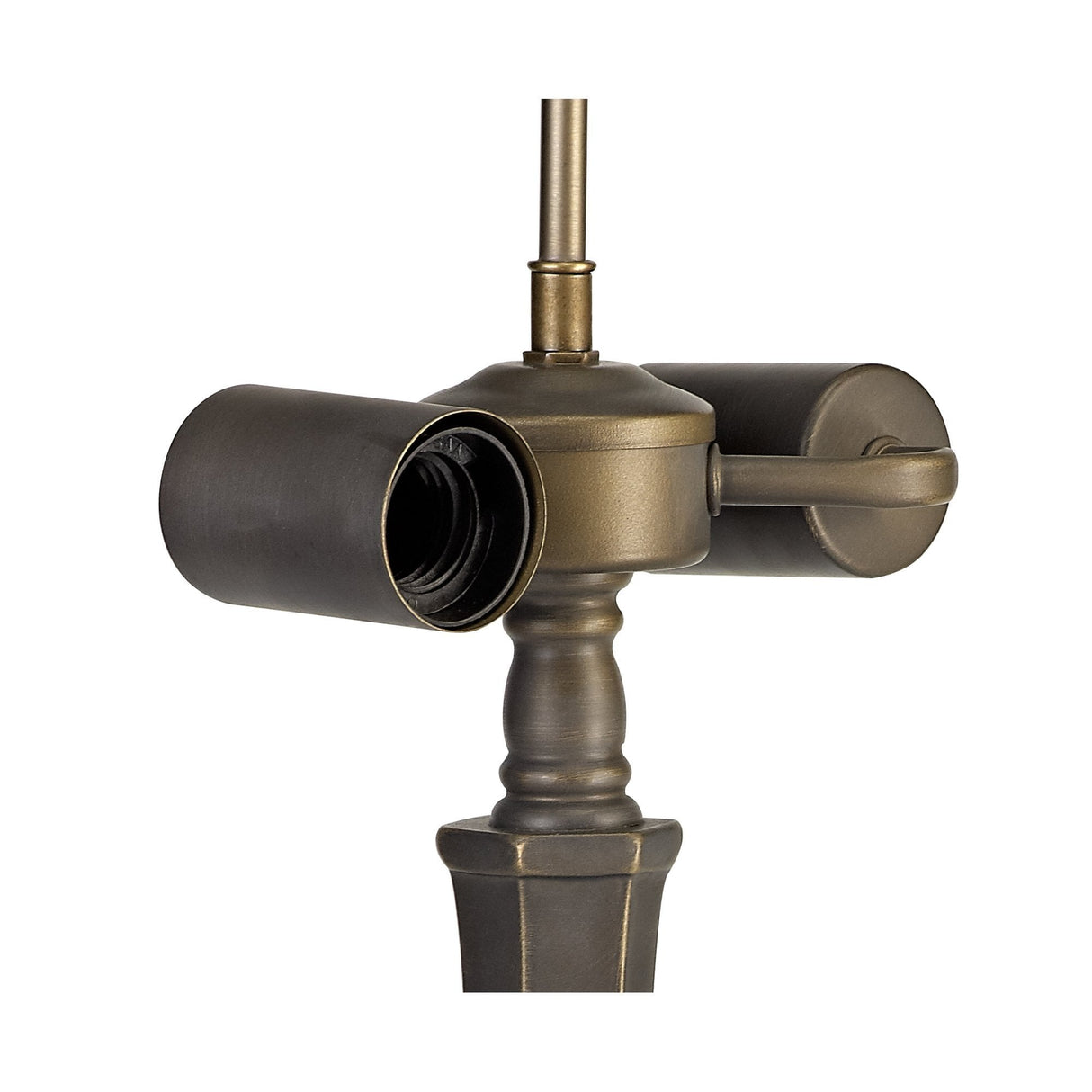 Vintage Octagonal Tiffany Table Lamp with Red/Cream Crystal Shade and Antique Brass Finish