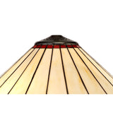 Antique Brass Tiffany-Style Semi Flush Ceiling Light with Red and Cream Crystal Shade