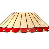 Vintage Octagonal Tiffany Floor Lamp with Red and Cream Stained Glass Shade and Antique Brass Finish