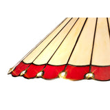Vintage Octagonal Tiffany Floor Lamp with Red and Cream Stained Glass Shade and Antique Brass Finish