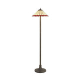 Elegant Dual-Light Tiffany Floor Lamp with Red and Cream Crystal Shade