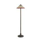 Elegant Dual-Light Tiffany Floor Lamp with Red and Cream Crystal Shade