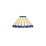 Elegant Tiffany Style Pendant with Aged Brass and Crystal Accent, Blue/Cream Shade