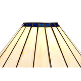 Tiffany-Style 3-Light Pendant with Blue & Cream Stained Glass and Antique Brass Finish