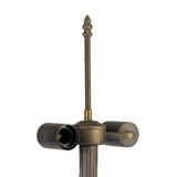 Elegant Dual-Bulb Tree Table Lamp with Tiffany Blue/Cream Shade & Aged Brass Finish