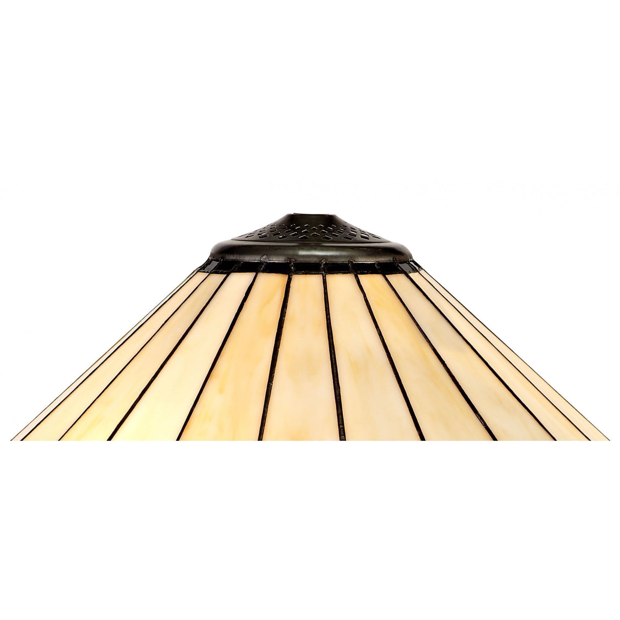 Octagonal Tiffany Style Floor Lamp with Blue and Cream Shade in Antique Brass Finish