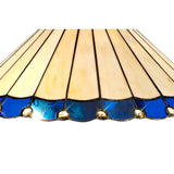 Octagonal Tiffany Style Floor Lamp with Blue and Cream Shade in Antique Brass Finish