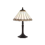Octagonal Tiffany Table Lamp with Aged Antique Brass and Crystal Detailing, 30cm Shade