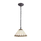 Elegant Tiffany-Style Downlight Pendant with Antique Brass Finish and 30cm Two-Tone Shade