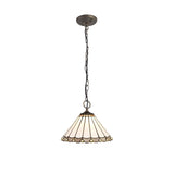Elegant Tiffany-Style 3-Light Pendant with Antique Brass Finish and Crystal Accents