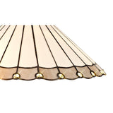 Elegant Two-Light Octagonal Tiffany Table Lamp with Antique Brass Finish and Crystal Accents