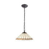 Elegant Tiffany-Style Pendant Light with Antique Brass Finish and Crystal Accents