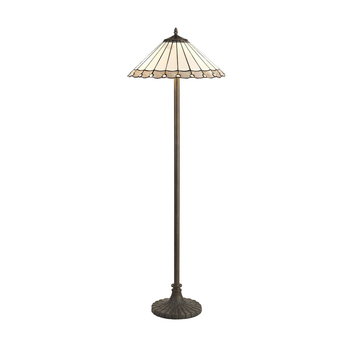 Elegant Victorian Floor Lamp with Tiffany Shade and Antique Brass Finish