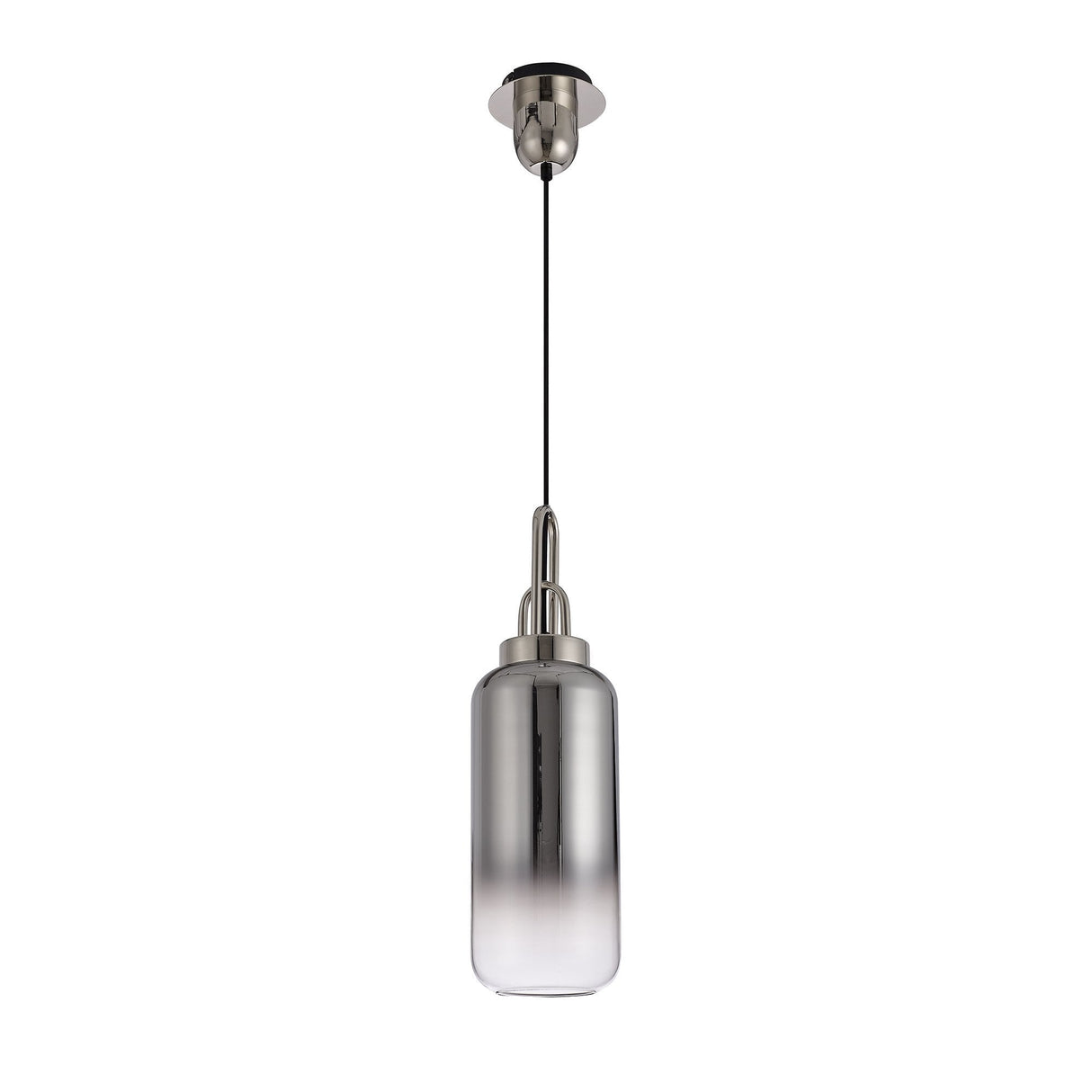 Elegant Smoked Glass Pendant Light with Polished Nickel Finish - 30cm Cylinder