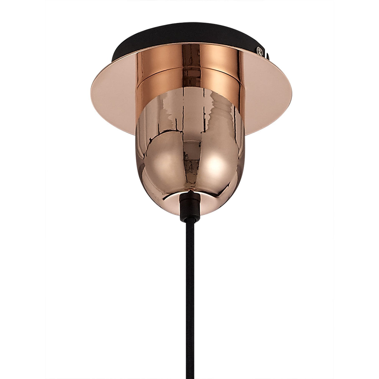 Modern Cylinder Pendant Light with Copper and Black Finish, 30cm Glass Shade