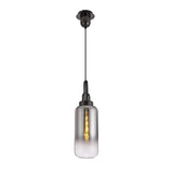 Elegant 1-Light Cylinder Glass Pendant in Black Chrome with Smoked and Clear Finish