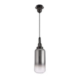 Elegant 1-Light Cylinder Glass Pendant in Black Chrome with Smoked and Clear Finish