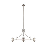 Modern Amber Glass Triple Pendant Light with Polished Nickel Finish