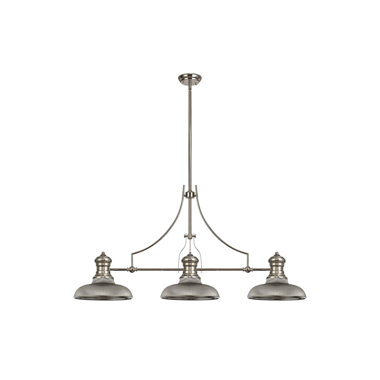 Triple Light Adjustable Pendant with 30cm Smoked Glass Shades, Polished Nickel Finish