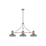 Triple Light Adjustable Pendant with 30cm Smoked Glass Shades, Polished Nickel Finish