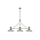 Elegant Triple Pendant Light with Clear Glass Shades, Polished Nickel Finish
