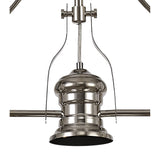 Triple Light Telescopic Pendant with 30cm Clear Glass Bell Shades, Polished Nickel Finish
