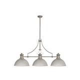 Elegant Triple Light Pendant with Clear Dome Glass and Polished Nickel Finish