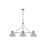 Triple Light Adjustable Pendant with Prismatic Glass Shades in Polished Nickel Finish