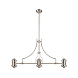 Triple Light Adjustable Pendant with Prismatic Glass Shades in Polished Nickel Finish