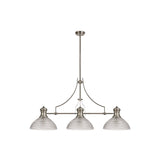 Polished Nickel & Clear Glass Pendant with Prismatic Shade Trio