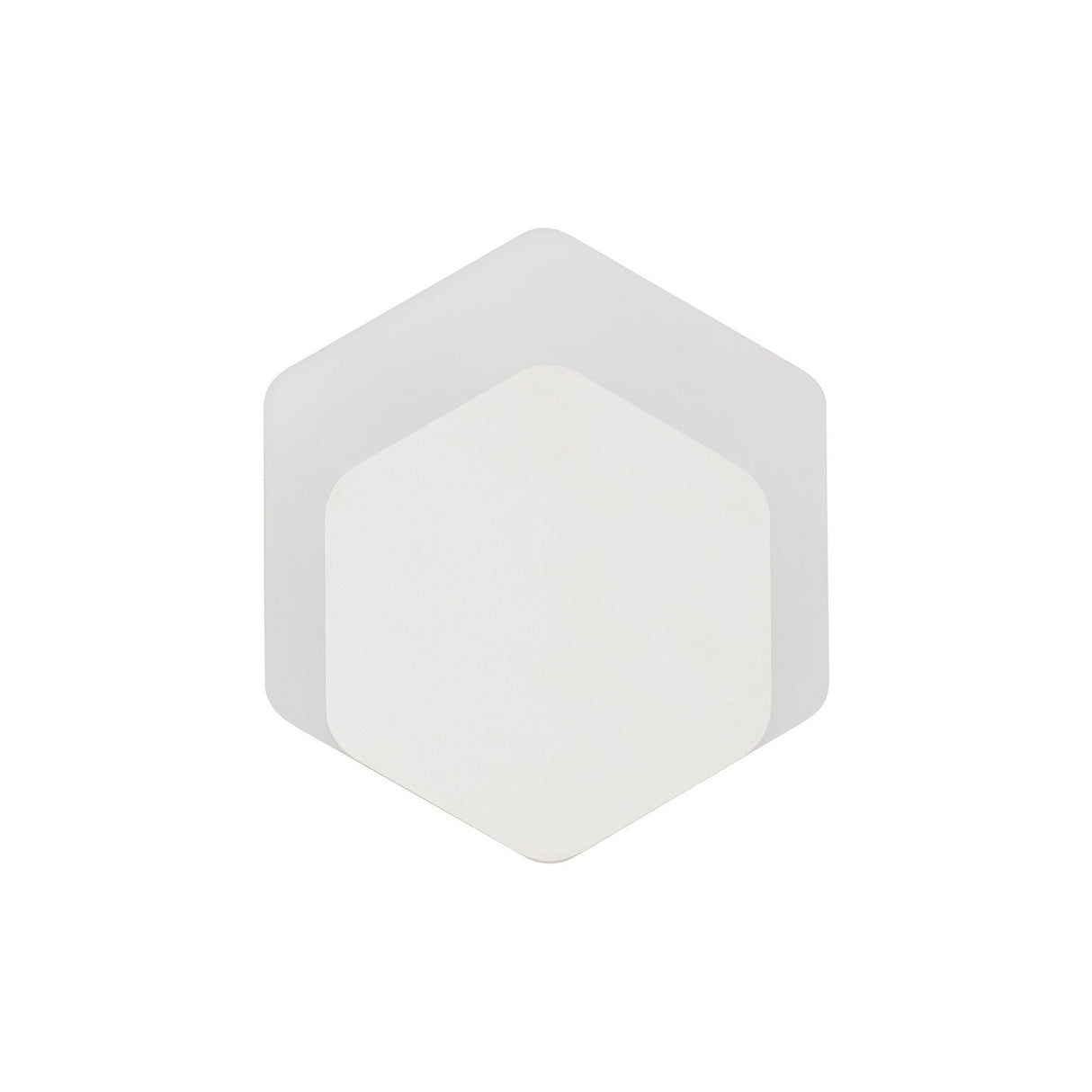 Hexagonal Offset LED Wall Lamp with Frosted Diffuser - Sand White Finish, 12W, 498lm, 3000K Warm White