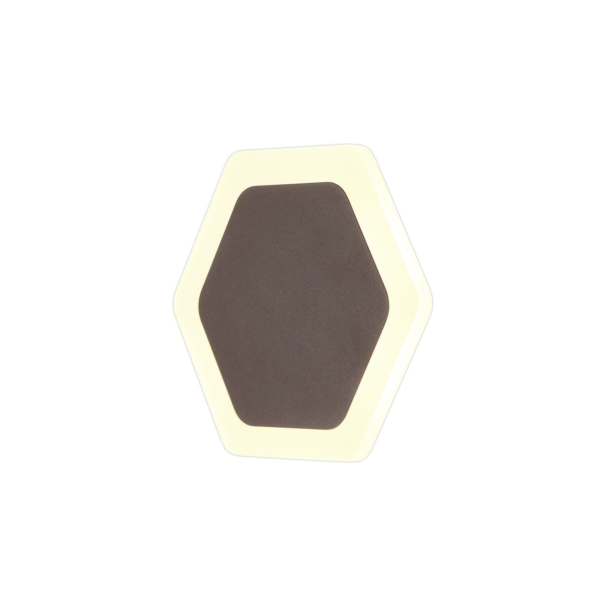 Sleek Hexagon LED Wall Lamp, 12W, Coffee & Frosted Finish, 3000K Warm Glow