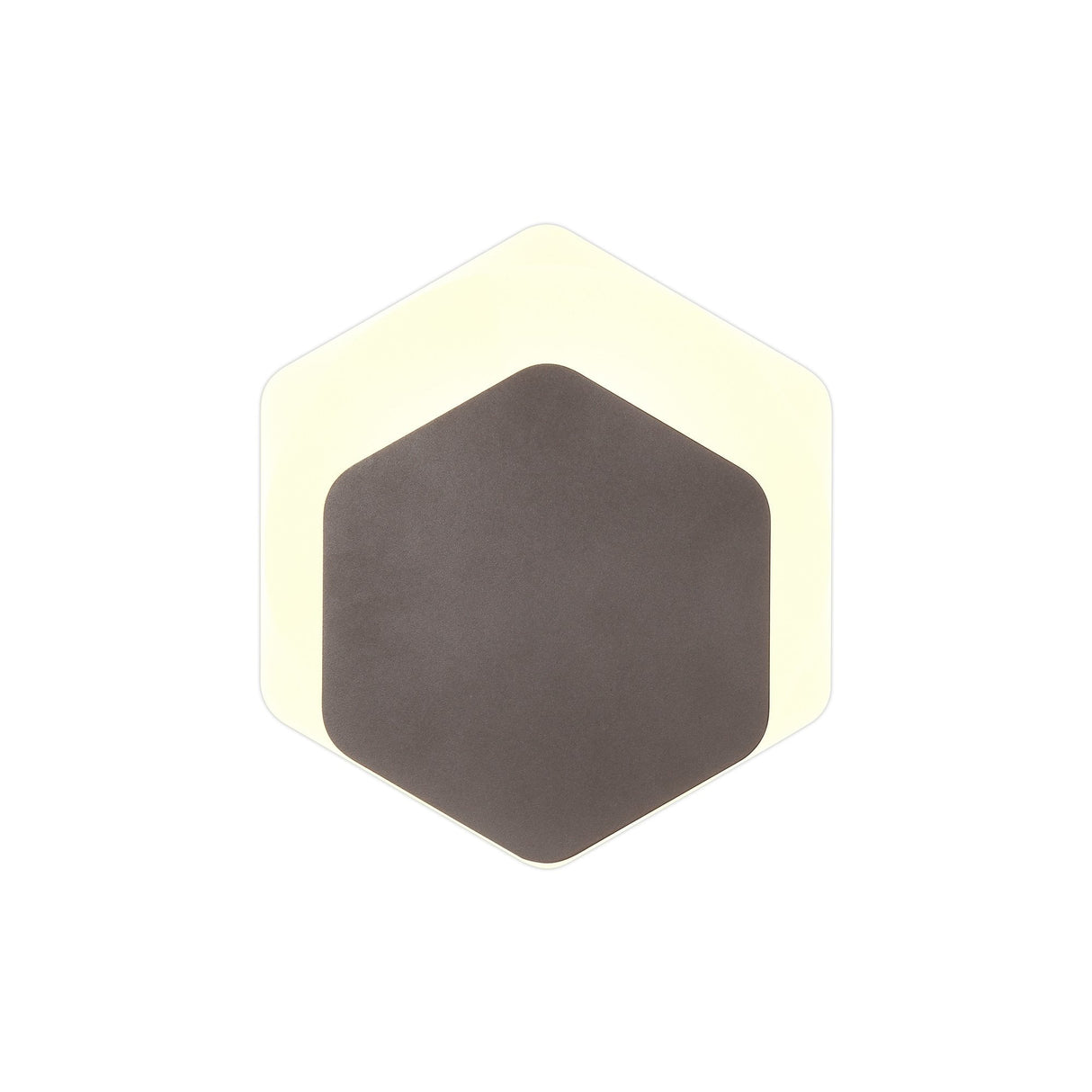 Hexagonal Magnetic LED Wall Lamp, 12W 3000K Warm White, Coffee Finish with Frosted Acrylic Diffuser