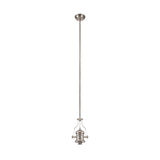 Elegant Polished Nickel Pendant with Tiffany Shade and Crystal Accents